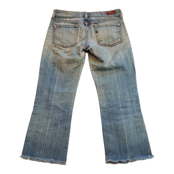 CITIZENS OF HUMANITY SZ 25 (28"waist meas.) Heavily Distressed Crop Frayed Jeans - Picture 6 of 13